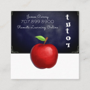 Tutor Teacher Apple Chalkboard Square Business Card