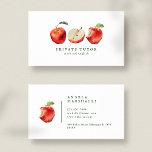 Tutor Teacher Apples Business Card<br><div class="desc">Cute educator's business card featuring watercolor illustration of apples.</div>