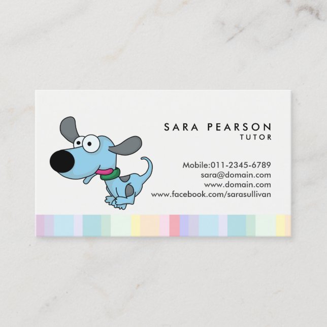 Tutor Tuition Tutoring Cartoon Dog Business Card (Front)
