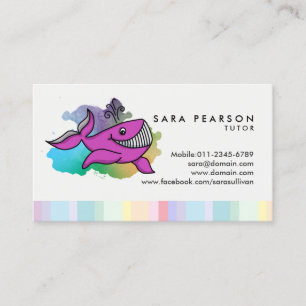 Tutor Tuition Tutoring Cartoon Whale Business Card