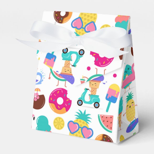Tutti Fruitti Summer Fruit Ice Cream Treats Party Favor Box (Front Side)