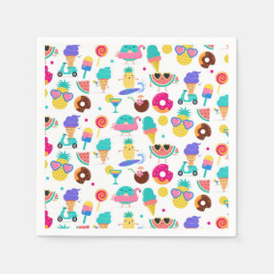 Tutti Fruitti Summer Fruit Ice Cream Treats Party Napkin