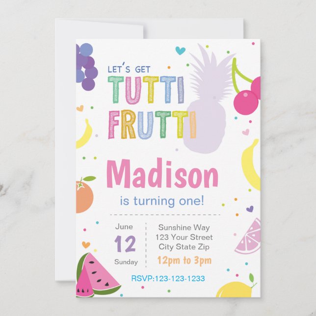 Tutti Frutii Birthday Invite (Front)