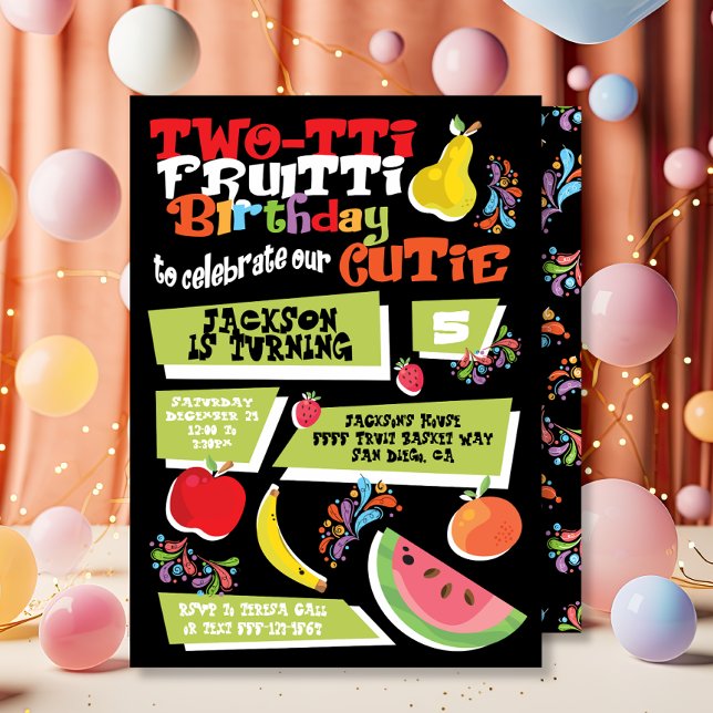 Tutti Frutti Anniversaire Fête Invitation (Créateur téléchargé)