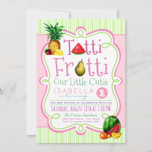 Tutti Frutti Anniversaire Fête Invitation (Devant)