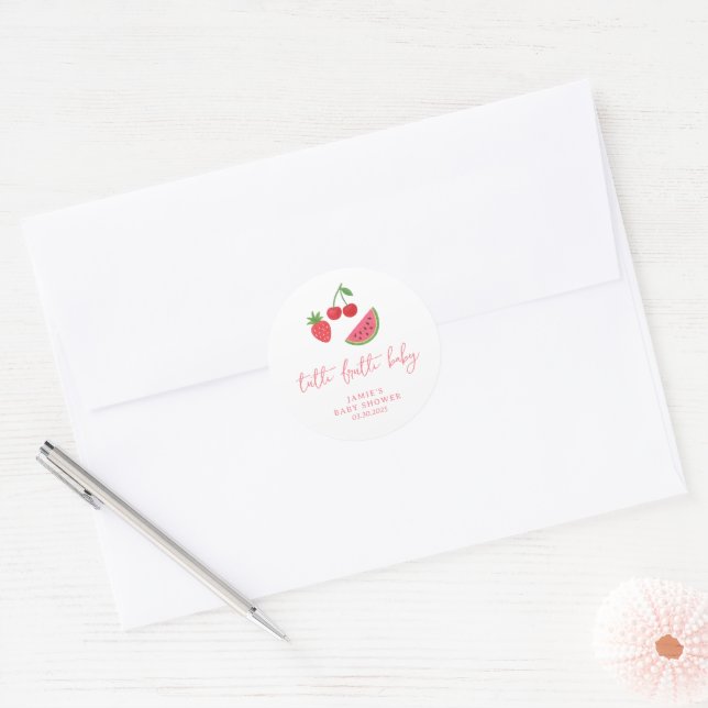 Tutti Frutti Baby Shower  Classic Round Sticker (Envelope)