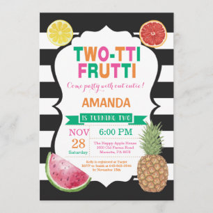 Tutti Frutti Birthday Party Invitation 2nd Bday