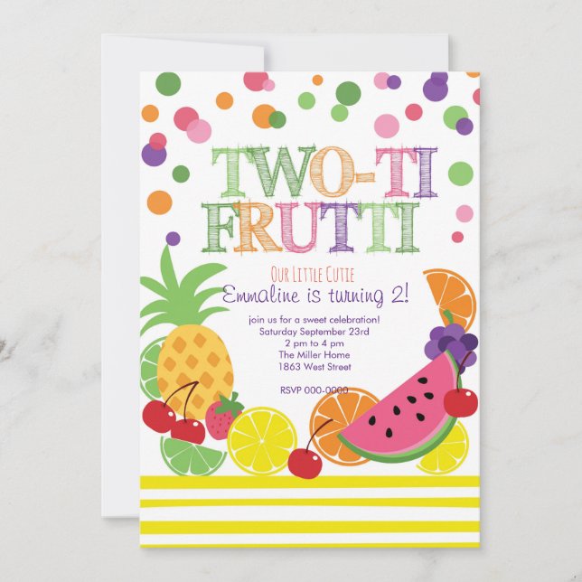 Tutti Frutti Deuxième anniversaire INvitation (Devant)