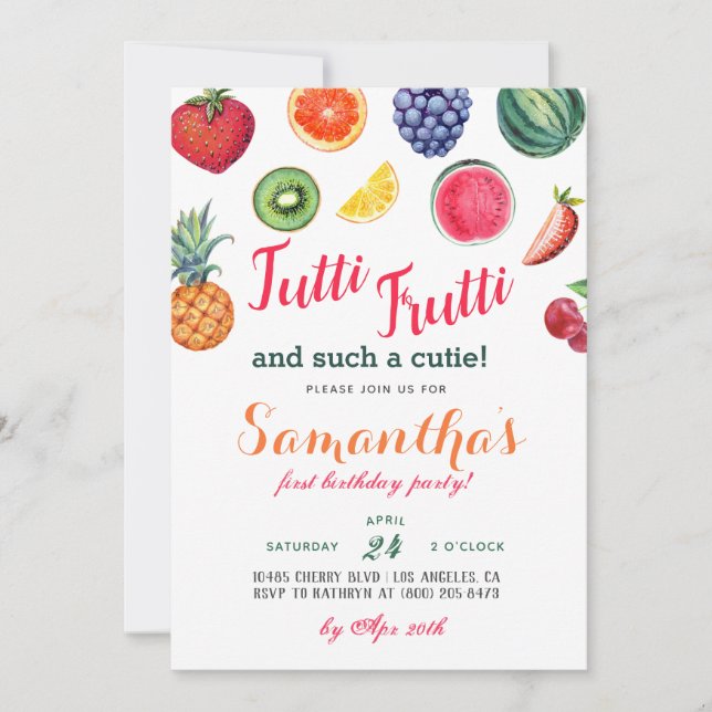 Tutti Frutti Fruit Birthday Invitation (Front)
