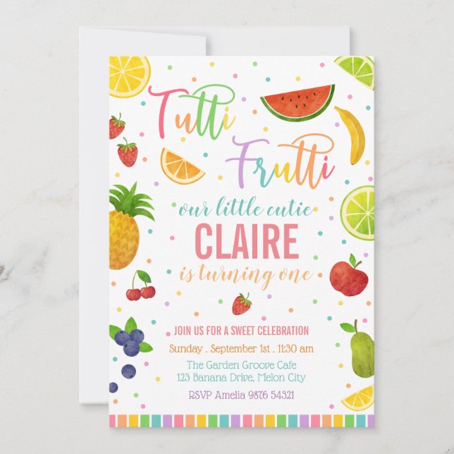 Tutti Frutti | Fruit Party Birthday Invitation (Front)