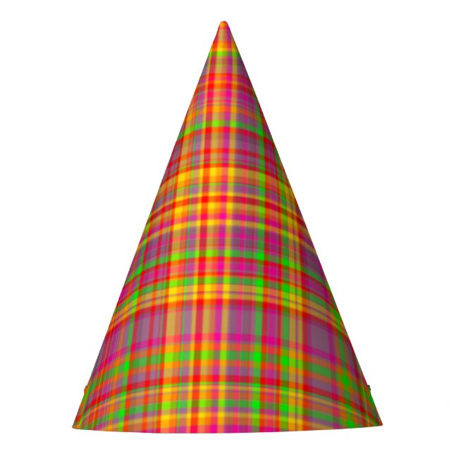 Tutti Frutti PLAID 3-PAPER PARTY HATS (Front)
