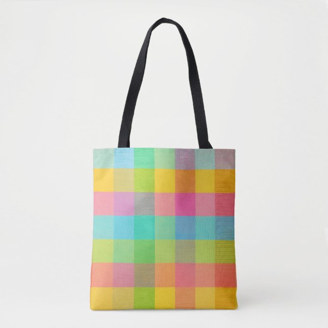 Tutti Frutti Plaid – Bright Chequered Everyday Tot Tote Bag (Front)