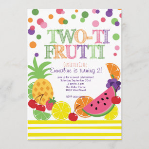 Tutti Frutti Second Birthday INvitation