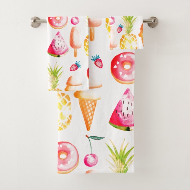 Tutti Frutti Summer Sweets and Treats Bath Towel Set (Insitu)