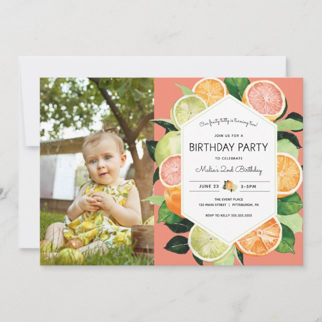 Tutty Fruity Citrus Photo Anniversaire Invitation (Devant)