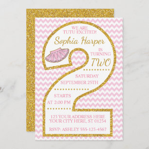 Tutu 2nd Birthday Invitation   Ballerina