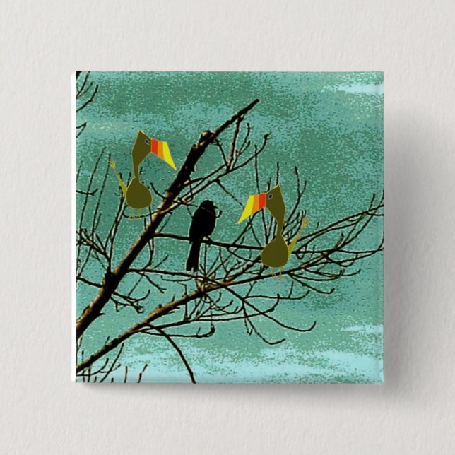 Tutu and black bird 2 inch square button (Front)