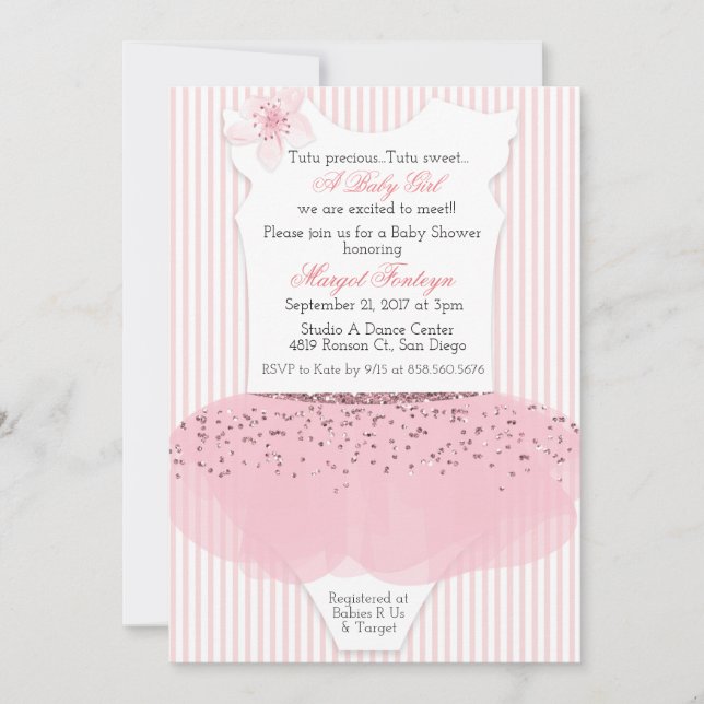 Tutu Ballerina Baby Shower Invitation (Front)