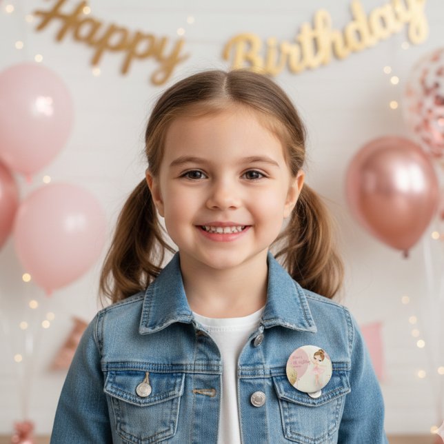 Tutu Ballerina Ballet Dancer Girl 5th Birthday 2 Inch Round Button (Creator Uploaded)