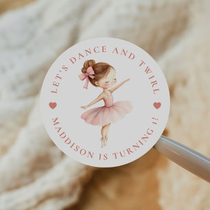 Tutu Ballerina Ballet Dancer Girl Birthday Classic Round Sticker