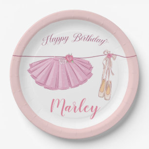 Tutu Ballerina Dance Happy Birthday Party Paper Plate