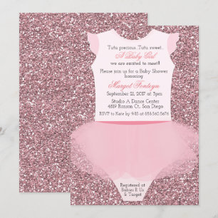 Tutu Ballerina Glitter Baby Shower Invitation