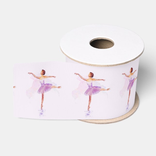 Tutu Ballerina in Pastel Colours on a Pretty Grosgrain Ribbon (Spool)