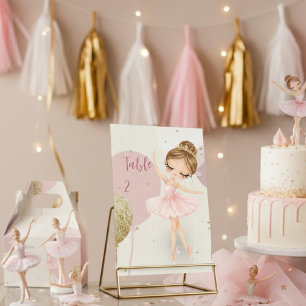 Tutu Ballerina Pink Ballet Dancer Girl Birthday Table Number