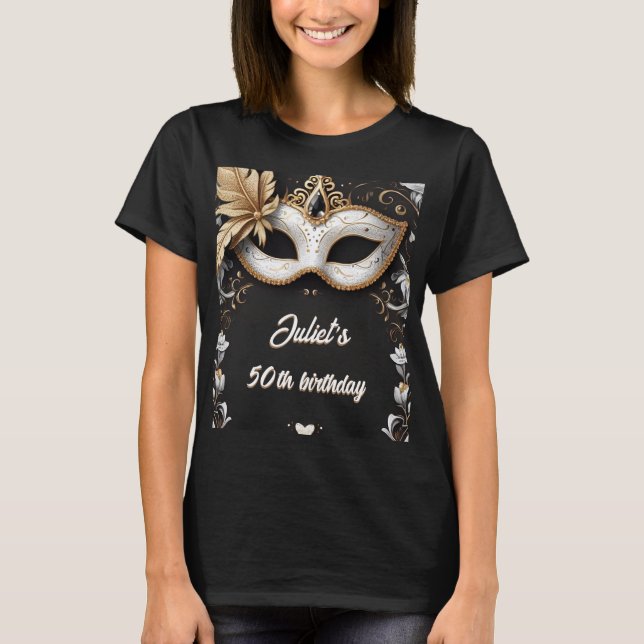 tutu black gold chic Masquerade 50th Birthday T-Shirt (Front)