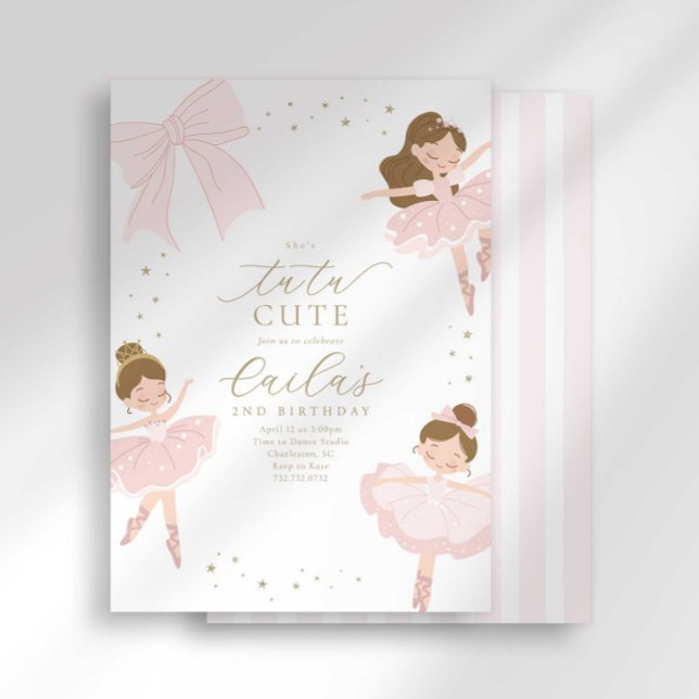 Tutu Cute Ballerina Birthday Invitation (Creator Uploaded)