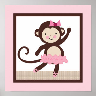 Tutu Cute/Ballerina Monkey Girl Poster Wall Art