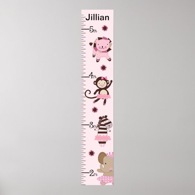 Tutu Cute Ballet Animals Growth Chart Keep at 8x44 (Front)