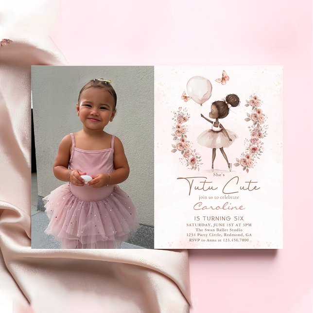  Tutu Cute Ballet Ballerina Ballet Birthday Photo Invitation (Creator Uploaded)