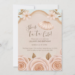 Tutu Cute Ballet Girls Second Birthday Invitation