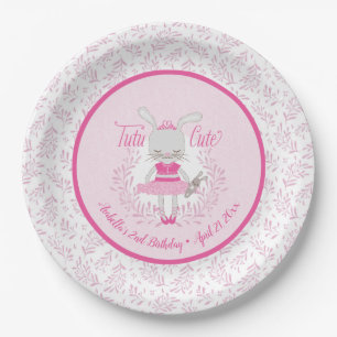 Tutu Cute Bunny Personalized Birthday Paper Plate