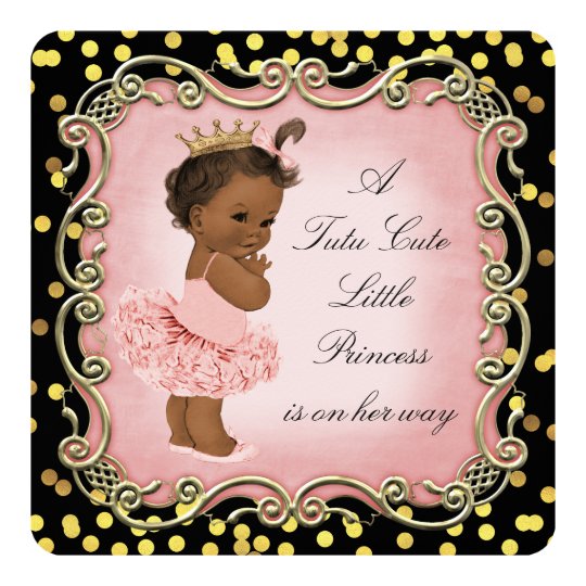 Tutu Cute Ethnic Princess Black Gold Confetti Card
