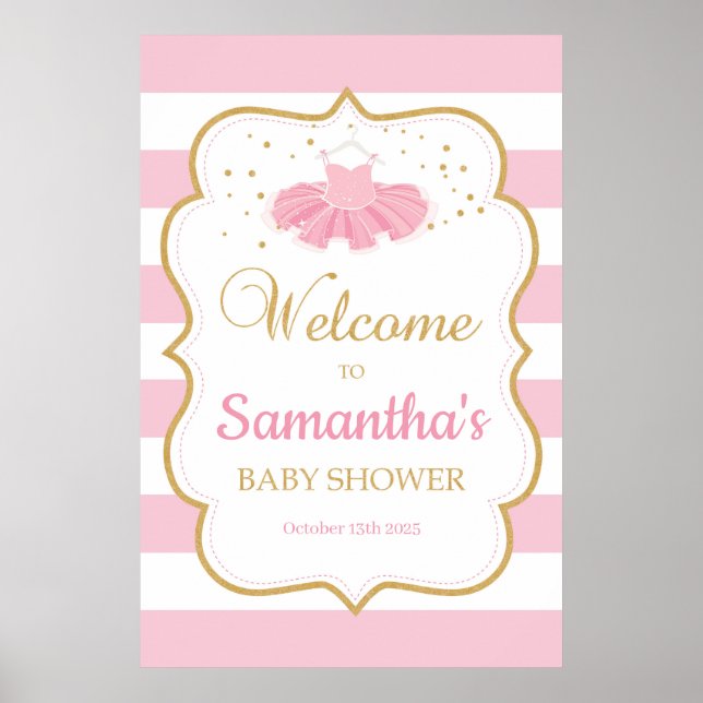 Tutu dress baby shower welcome sign 24x36 (Front)