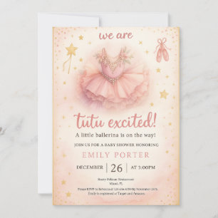 Tutu Excited Ballerina Baby Shower Invitation