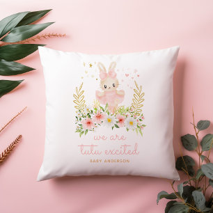 Tutu Excited Ballerina Baby Shower Throw Pillow