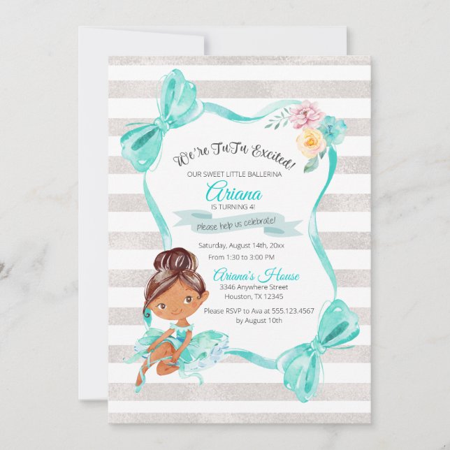 Tutu Excitée Ballerina Invitation Anniversaire (Devant)