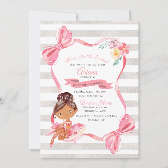 Tutu Excitée Ballerina Invitation Anniversaire (Devant)
