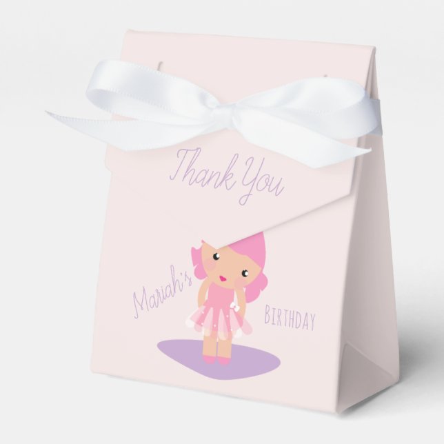  Tutu Girl's Birthday Ballerinas Pink Cartoon Favo Favor Box (Front Side)