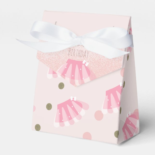  Tutu Girl's Birthday Turning Two Glitter  Pink Favor Box (Front Side)