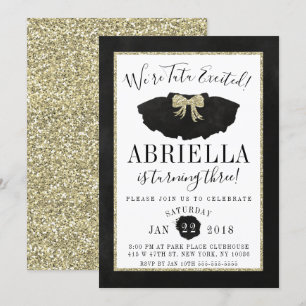 Tutu Invitation d'anniversaire Noir et or