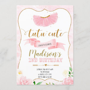 Tutu mignonne invitation à la fête d'anniversaire
