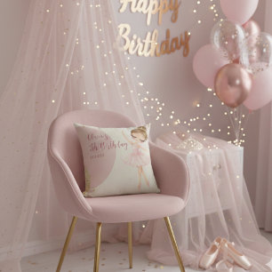Tutu Pink Ballerina Ballet Dancer Girl Birthday Throw Pillow