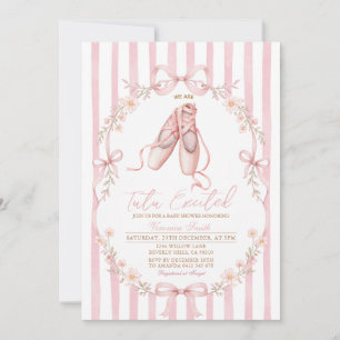 Tutu Pink Ballet Shoes Girl Baby Shower  Invitation