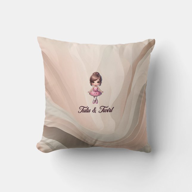 Tutu & Twirl Throw Pillow (Front)