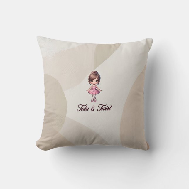 Tutu & Twirl Throw Pillow (Front)