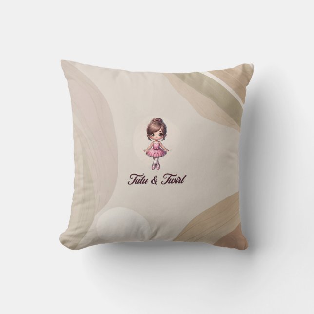 Tutu & Twirl Throw Pillow (Front)